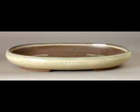 Houtoku 7 3/4v by 5 1/4 by 1 1/4 White OVAL BONSAI POT